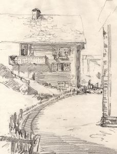 Marcus Adams - Early 20th Century Graphite Drawing, Chalet