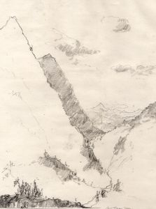 Marcus Adams - Early 20th Century Graphite Drawing, Saas-Fee