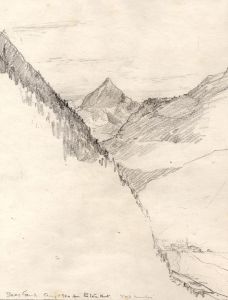 Marcus Adams - Early 20th Century Graphite Drawing, Swiss Mountain Landscape