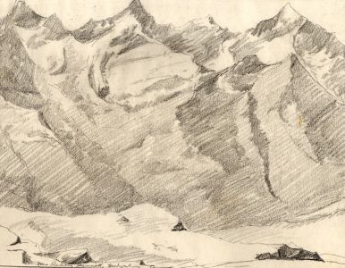 Marcus Adams - Early 20th Century Graphite Drawing, Zermatt Switzerland