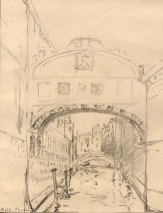 Marcus Adams - Early 20th Century Graphite Drawing, Bridge of Sighs, Venice