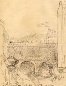 Marcus Adams - 1927 Graphite Drawing, Pultney Bridge, Bath