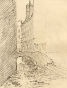 Marcus Adams - 1928 Graphite Drawing, Venice