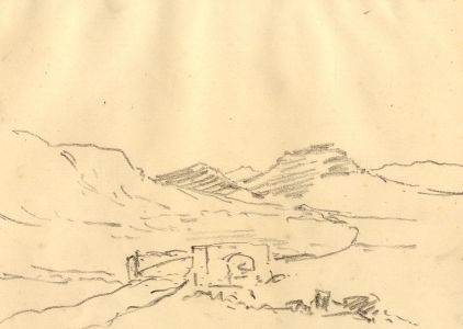 Marcus Adams - 1929 Graphite Drawing, North African Scene