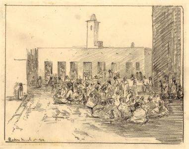 Marcus Adams - 1929 Graphite Drawing, St. George's Garden, Algiers