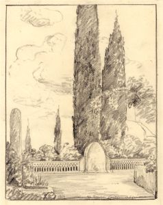 Marcus Adams - 1929 Graphite Drawing, North African Mountain