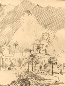 Marcus Adams - 1928 Graphite Drawing, Italian Town