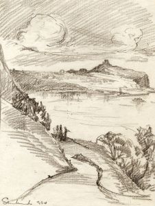 Marcus Adams - 1934 Graphite Drawing, Coastal View
