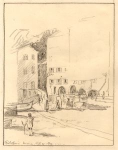 Marcus Adams - 1928 Graphite Drawing, North African Scene