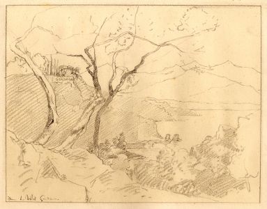 Marcus Adams - Early 20th Century Graphite Drawing, From the Garden, Italy