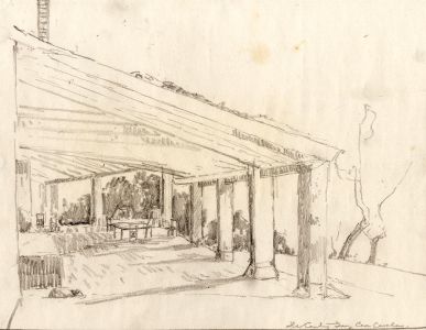 Marcus Adams - Early 20th Century Graphite Drawing, Casa Cavala Terrace