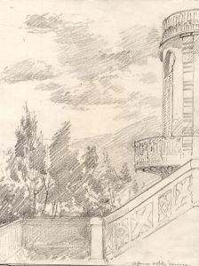 Marcus Adams - Early 20th Century Graphite Drawing, Afonso Terrace, Majorca