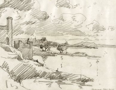 Marcus Adams - Early 20th Century Graphite Drawing, Coastal View, Majorca