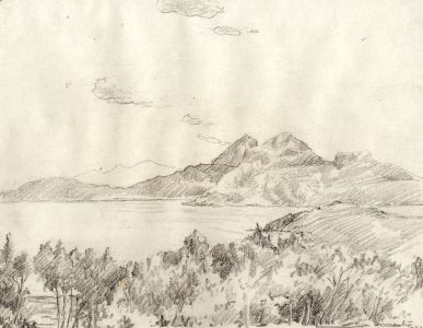 Marcus Adams - 1931 Graphite Drawing, Formentor, Majorca