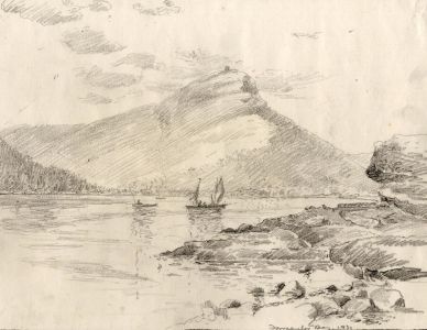 Marcus Adams - 1931 Graphite Drawing, Formentor Bay, Majorca