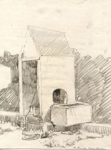 Marcus Adams - Early 20th Century Graphite Drawing, The Pump, Casa Cavala
