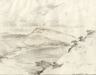 Marcus Adams - 1931 Graphite Drawing, Coastal View, Majorca