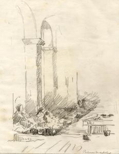 Marcus Adams - Early 20th Century Graphite Drawing, Palam Market, Majorca