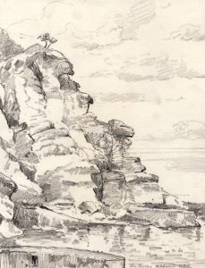 Marcus Adams - Early 20th Century Graphite Drawing, The Rocks, Majorca