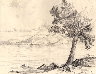 Marcus Adams - Early 20th Century Graphite Drawing, Formentor Bay, Majorca