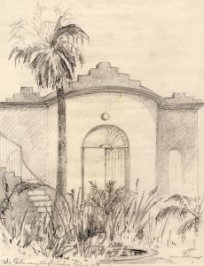 Marcus Adams - Early 20th Century Graphite Drawing, The Gateway, Majorca