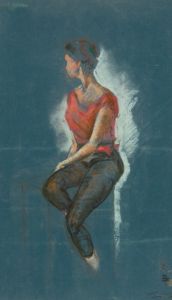 Gilbert Adams - Mid 20th Century Pastel, Seated Woman with Head Turned