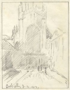 Marcus Adams - 1927 Graphite Drawing, Bath Abbey