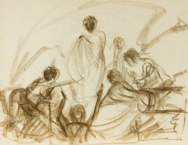 Gilbert Adams - Mid 20th Century Pastel, Dancing Group