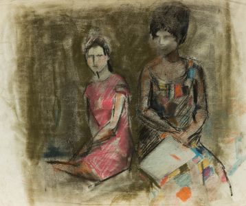 Gilbert Adams - Mid 20th Century Pastel, Seated Women