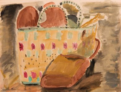 Gilbert Adams - Mid 20th Century Watercolour, Knitting Basket