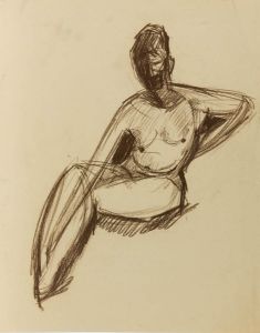 Gilbert Adams - Mid 20th Century Pastel, Seated Nude Outline