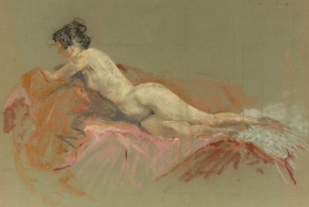 Gilbert Adams - Mid 20th Century Pastel, Nude on Sofa