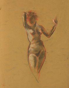 Gilbert Adams - Mid 20th Century Pastel, Standing Nude