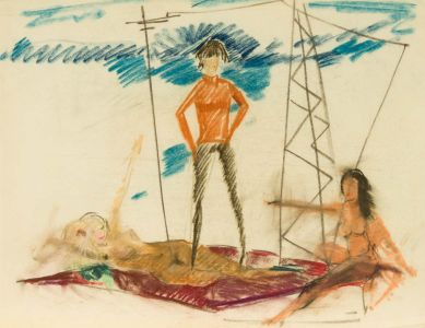 Gilbert Adams - Mid 20th Century Pastel, Lying under the Wires
