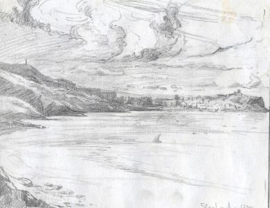 Marcus Adams - 1934 Graphite Drawing, Scarborough Castle