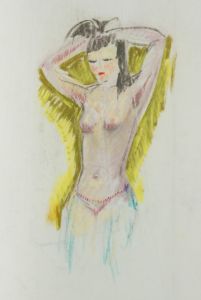 Gilbert Adams - Mid 20th Century Pastel, Nude Tyingr Hair Up