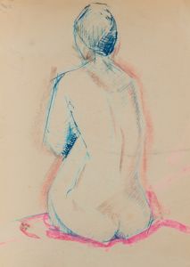 Gilbert Adams - Mid 20th Century Pastel, Seated Woman from Rear