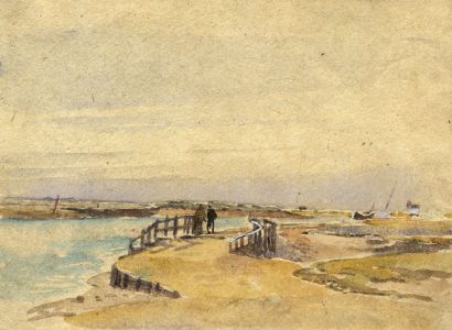 C.E. Hannaford RBA - Early 20th Century Watercolour, Walking along the Coast
