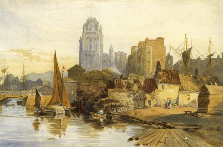 Fine Late 19th Century Watercolour - City River Scene