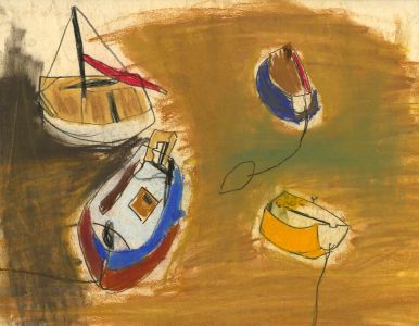 Gilbert Adams - Mid 20th Century Pastel, Boats