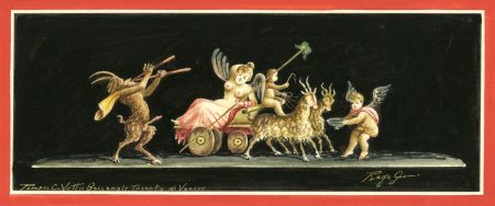 Giovanni Rago - Mid 20th Century Gouache, Venus Fresco Design, Casa dei Vettii