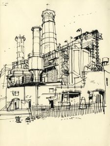 Paul Sharp - Mid 20th Century Pen and Ink Drawing, Two Studies of Industry