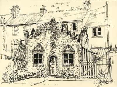 Paul Sharp - Mid 20th Century Pen and Ink Drawing, Three Studies of Buildings