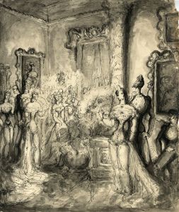 Harold Hope Read - Mid 20th Century Pen and Ink Drawing, Busy Society Scene