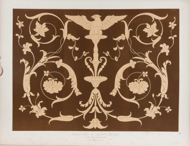 Lewis Gruner - 1850 Chromolithograph, XVth Century Inlaid Wood