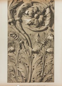 Lewis Gruner - 1850 Chromolithograph, Pilaster in the Villa Medici, Rome