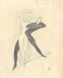 R.E. - Mid 20th Century Graphite Drawing, Two Dancers