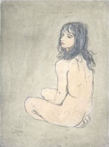 Michael Blaker - Limited Edition Contemporary Etching, Seated Nude