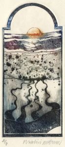 Martin McGinn - Contemporary Etching, Sunset Over the Ocean