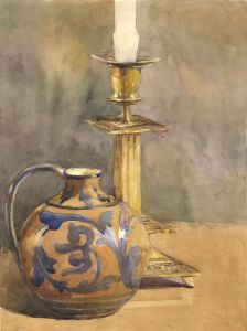 Mary Cecilia Crompton - Contemporary Watercolour, Still Life with Candlestick